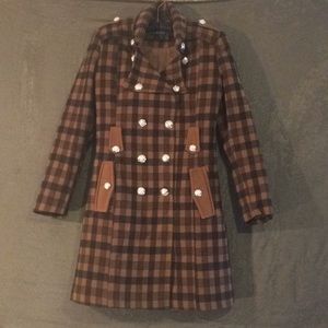 Form Plaid Pea Coat